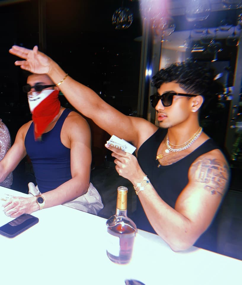Night out with friends at a table with drinks