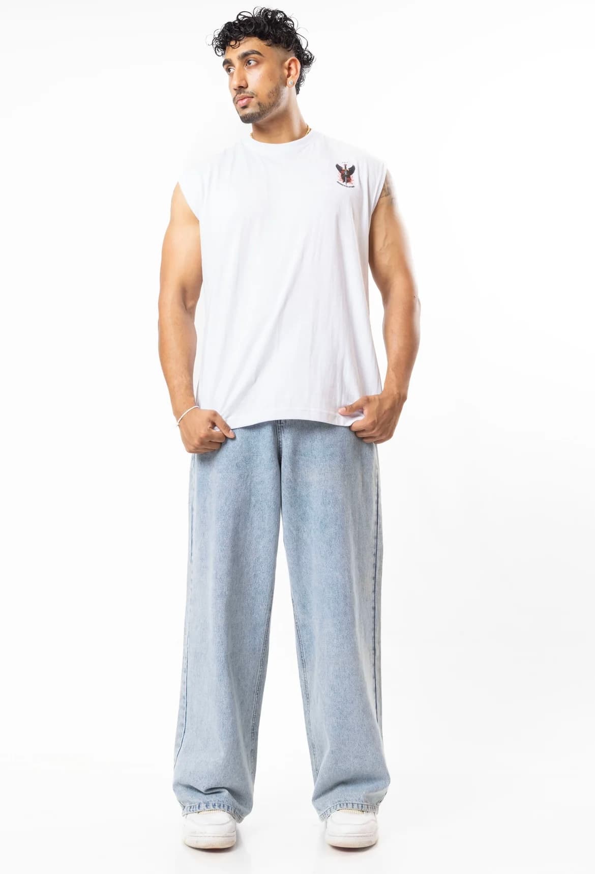 FOA white tank with small logo front view